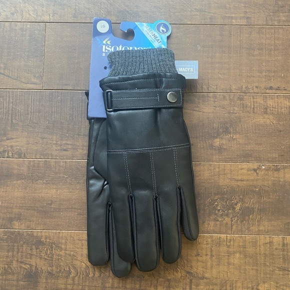 Isotoner ladies  Black Leather Gloves - Picture 3 of 8